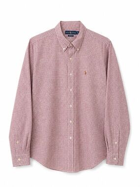 Ralph Lauren Men’s Red and White Gingham Button-Down Shirt with Pony Logo